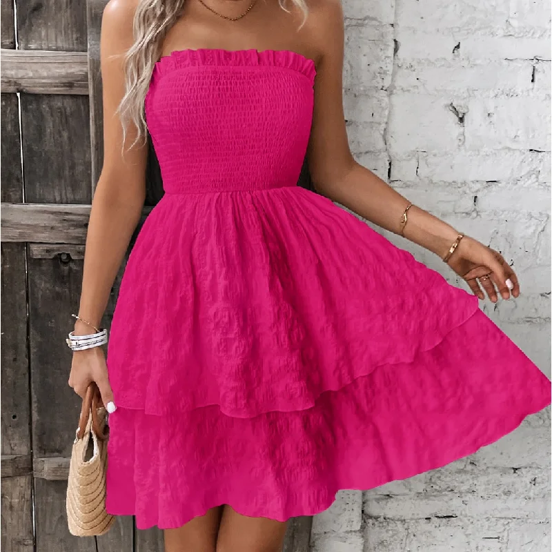 Sedona Strapless Tiered Mini Dress Elegant Floral-Print Mini Dress