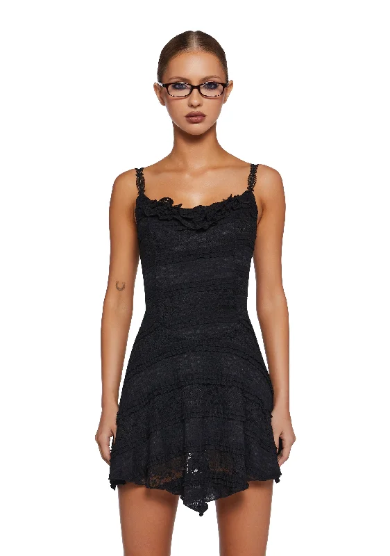 Story Of Love Mini Dress - Black Casual High-Waist Mini Dress