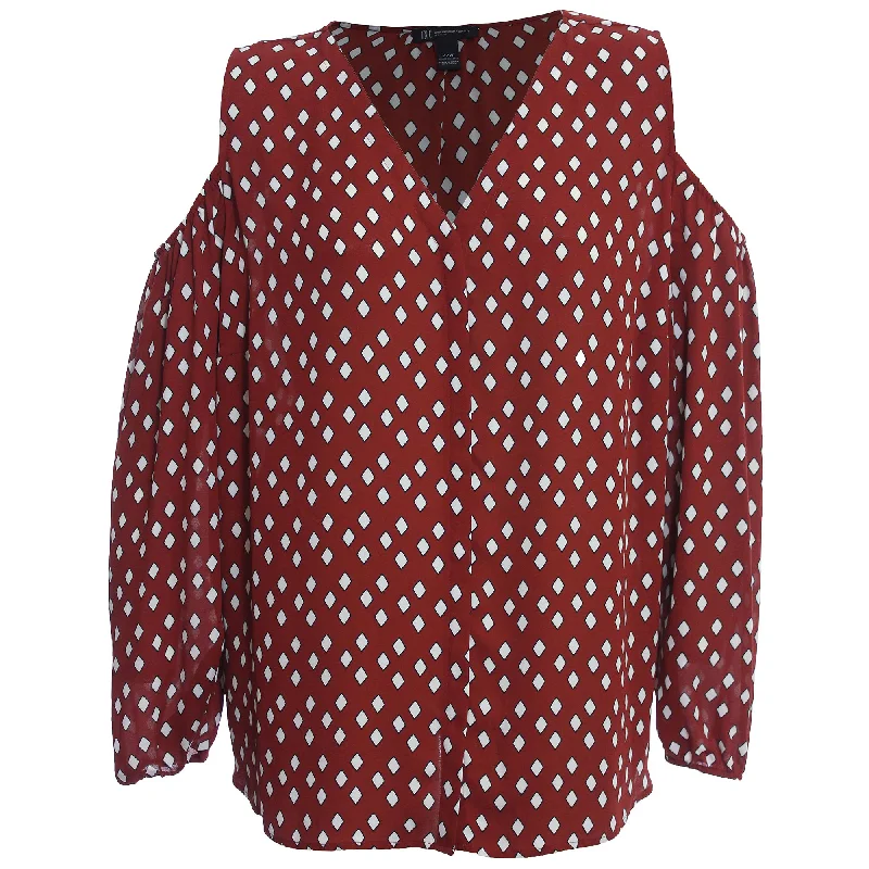 INC Multi Color Print Long Sleeve Cold Shoulder Button Down Blouse Soft Modal Blouse INC Multi Color Print Long Sleeve Cold Shoulder Button Down Blouse Soft Modal Blouse