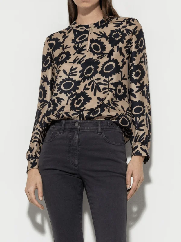 Luisa Cerano Silk Blouse With Flower Print 208498 3684 Col 7342 Classic Minimalist Blouse Luisa Cerano Silk Blouse With Flower Print 208498 3684 Col 7342 Classic Minimalist Blouse