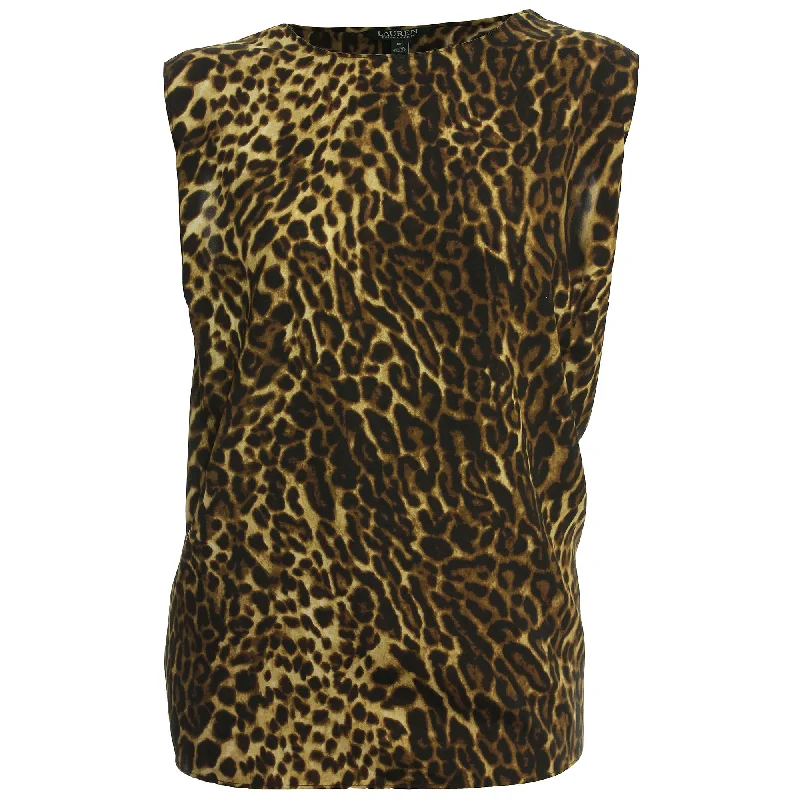 Ralph Lauren Animal Print Slit Back Blouse Polished Work Blouse