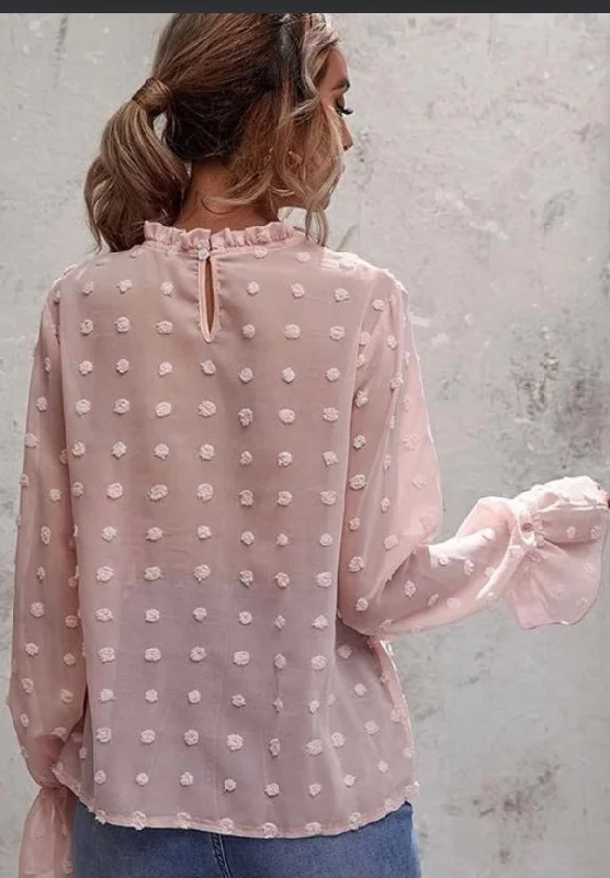 Ruffle Cuff Polka Dot Blouse Vintage Polka Blouse