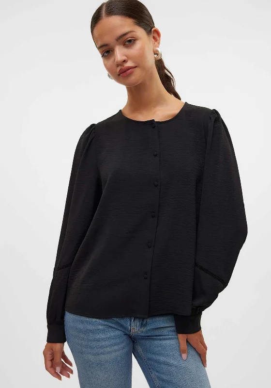 Vero Moda Alva Button Up Blouse, Black Everyday Stylish Blouse