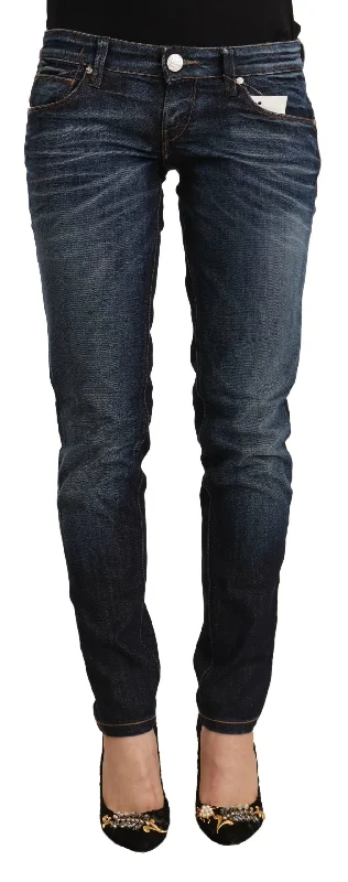 Acht  Washed Cotton Low Waist Skinny  Women's Jeans Comfortable Boyfriend Jeans
