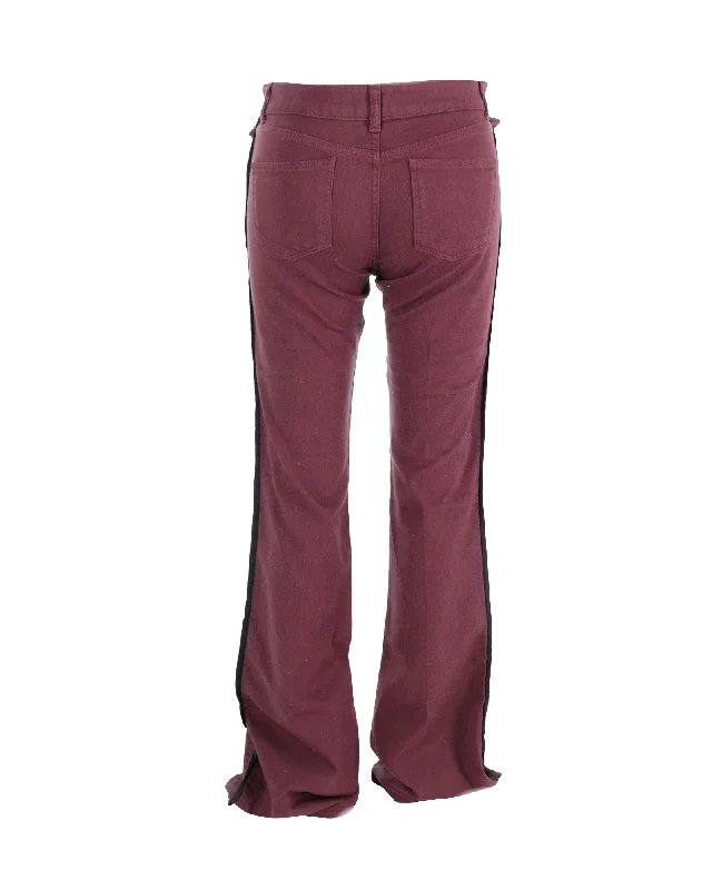 Alexander McQueen Flared Jeans in Burgundy Cotton Chic Vintage-Inspired Denim Jeans