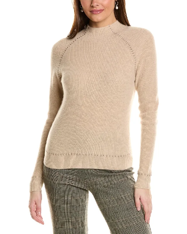 Amicale Cashmere Whipstitch Shaker Funnel Neck Cashmere Sweater Zippered Buttoned Snapped Amicale Cashmere Whipstitch Shaker Funnel Neck Cashmere Sweater Zippered Buttoned Snapped