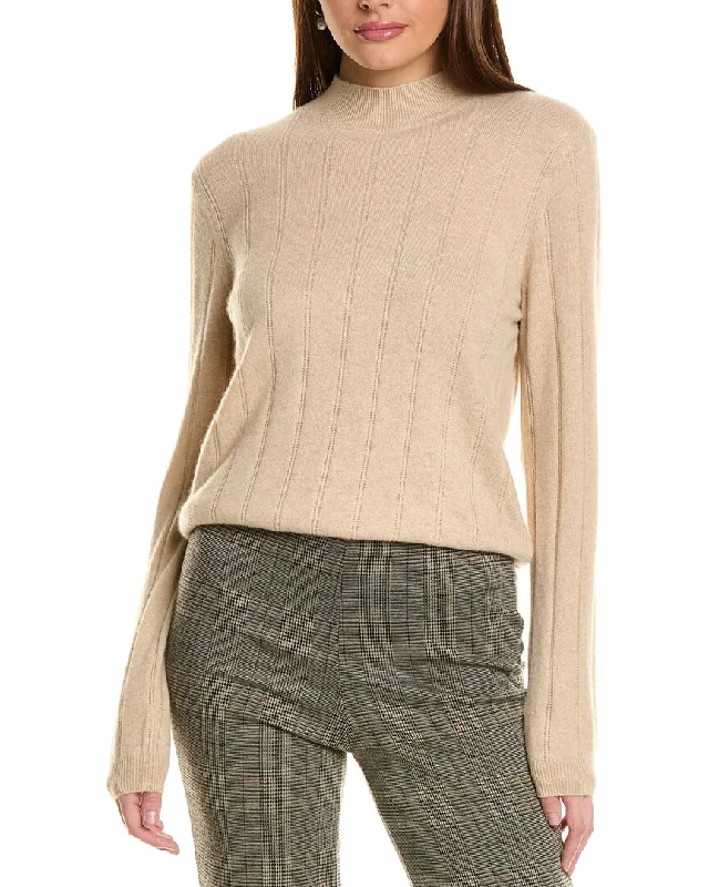 Amicale Cashmere Wide Rib Cashmere Sweater Sequined Glittery Shiny