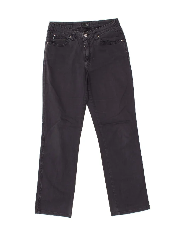 ARMANI Womens Straight Jeans W30 L30 Navy Blue Cotton Trendy Patchwork Denim Jeans