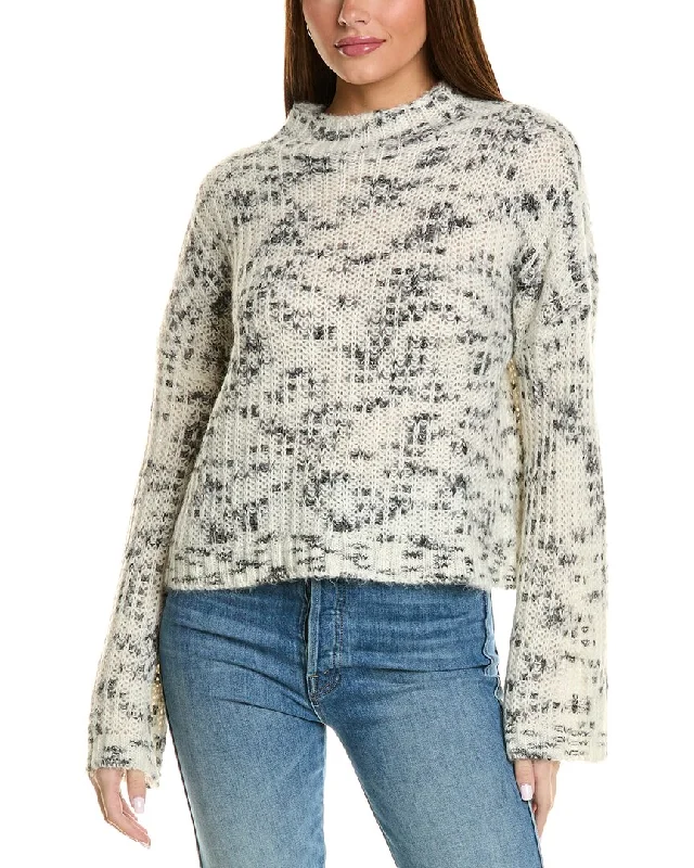Bella Dahl Mock Neck Wool-Blend Sweater Cable Knit Ribbed Knit Lace Knit
