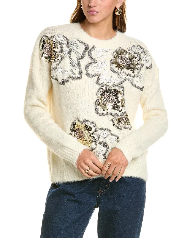 Beulah Wool-Blend Sweater Denim Fabric Leather Fabric Suede Fabric