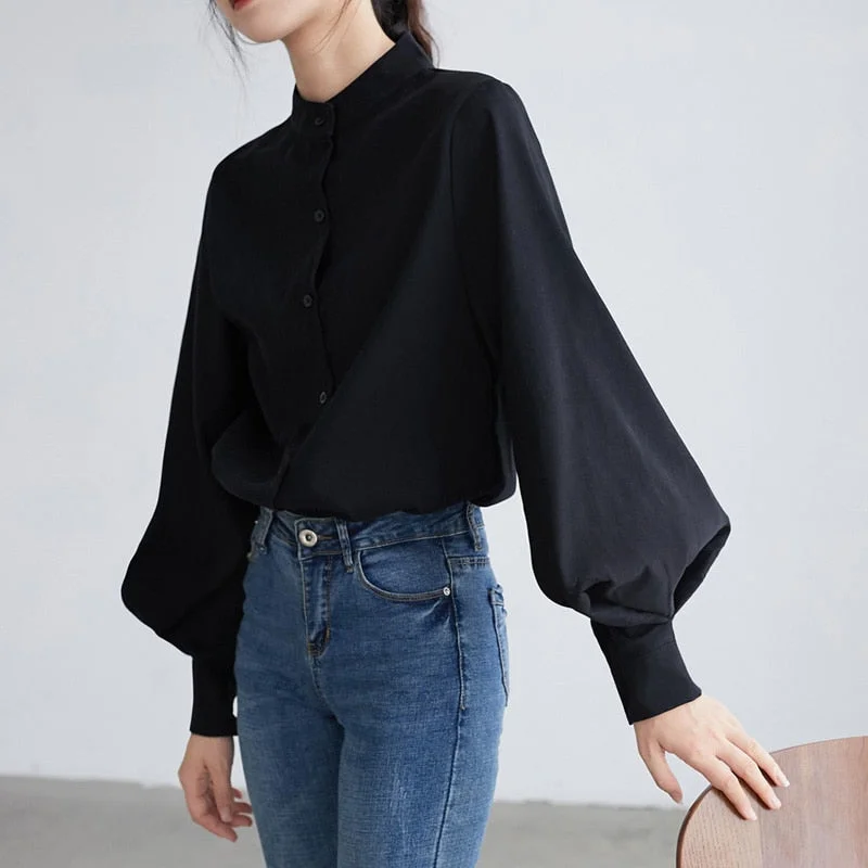 Big Sleeve Blouse Asymmetric Hem Blouse