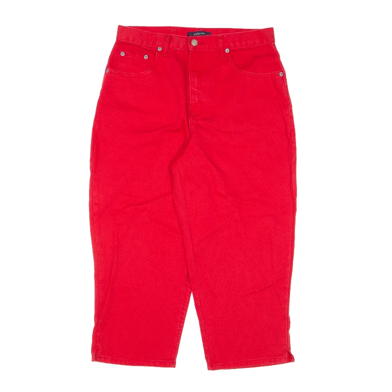 BILL BLASS Cropped Jeans Red Denim Regular Mom Womens W30 L21 Casual Bootcut Ripped Jeans