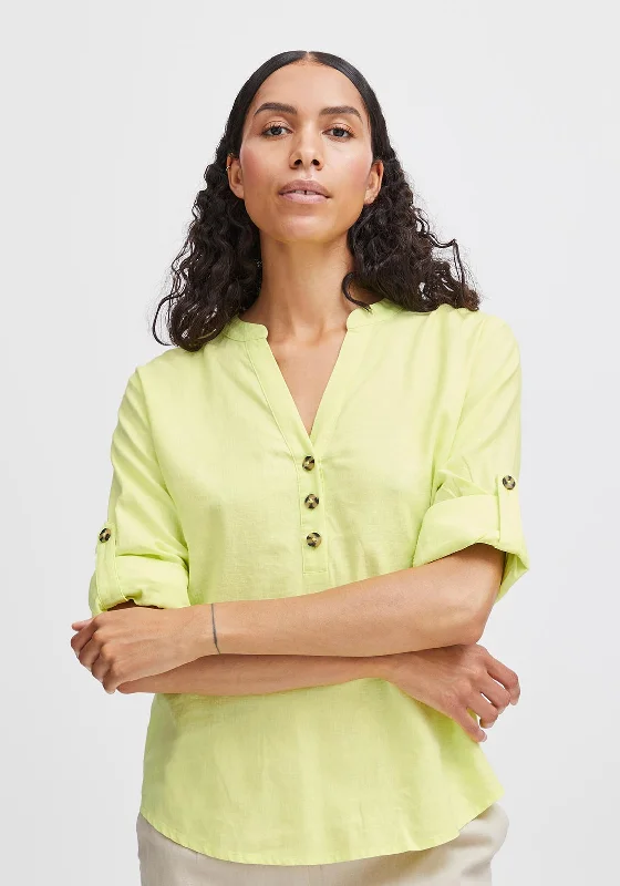 B.Young Falakka V-Neck Linen Blouse, Suny Lime