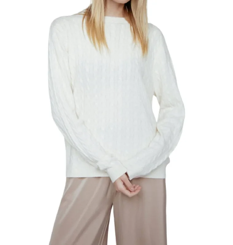 Cashmere Braided Sweater In Ivory Soft Cozy Warm