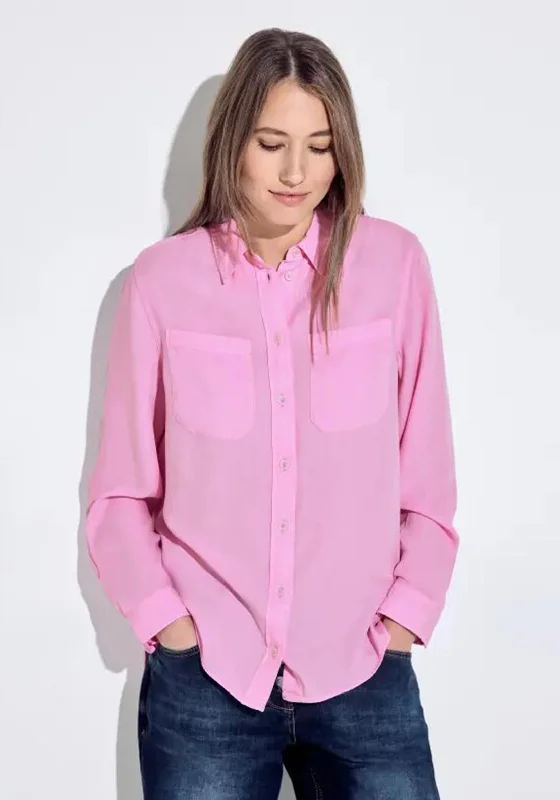 Cecil Chest Pocketed Hem’d Blouse, Tender Rose