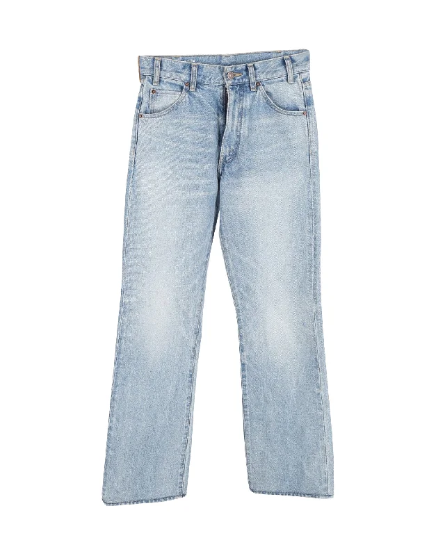 Celine Straight Leg Jeans in Light Blue Cotton Denim Cozy Tencel Blend Denim Jeans