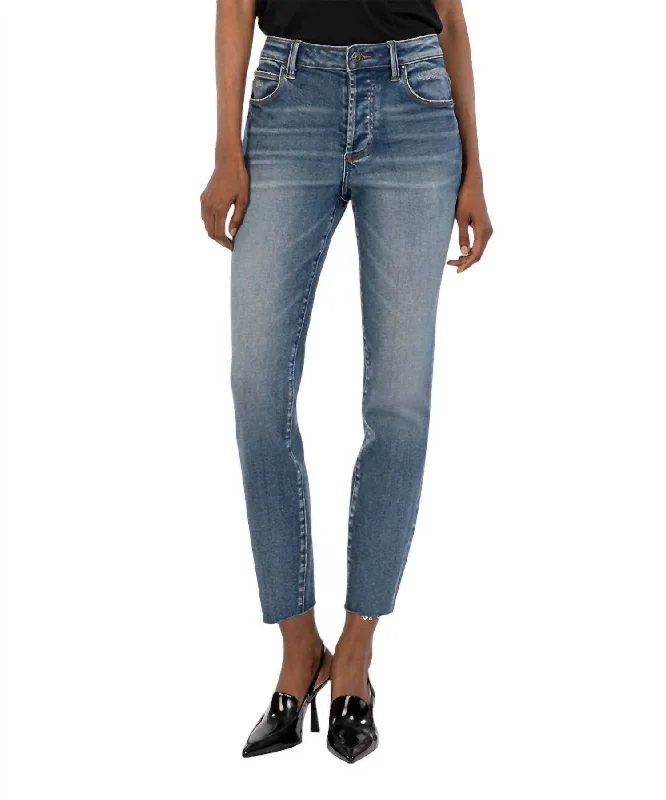 Charlize High Rise Cigarette Jean In Self Wash With Dark Stone Stylish Relaxed Fit Skinny Jeans
