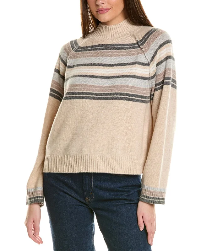 Collaboration Macie Stripe Mock Neck Cashmere Sweater Fitted Loose Oversized