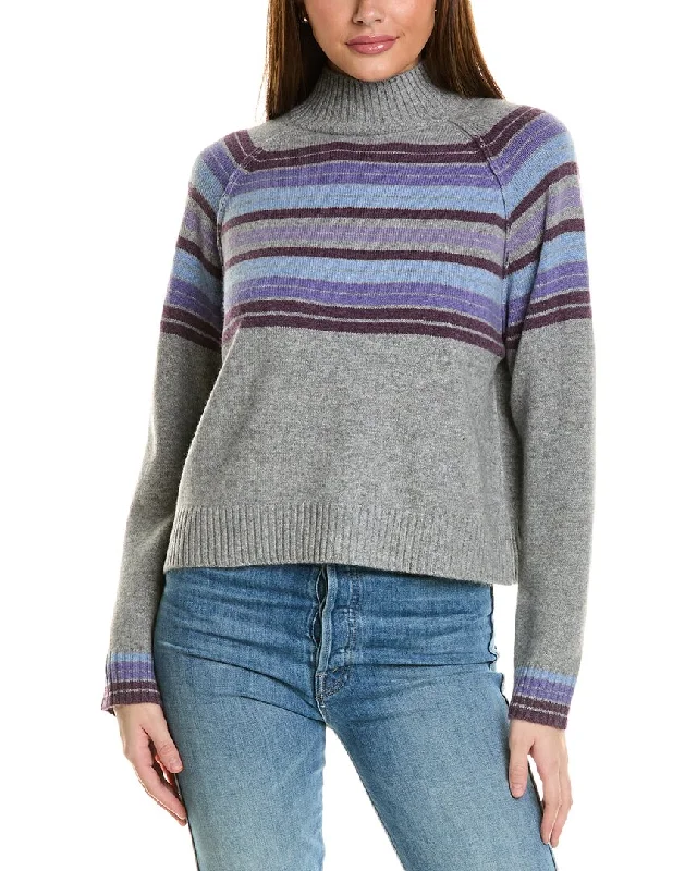 Collaboration Macie Stripe Mock Neck Cashmere Sweater Boxy Sweater Fitted Sweater A-Line Collaboration Macie Stripe Mock Neck Cashmere Sweater Boxy Sweater Fitted Sweater A-Line