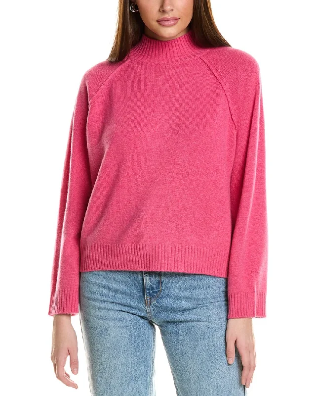 Collaboration Serena Boxy Mock Neck Cashmere Sweater Chenille Brocade Lace