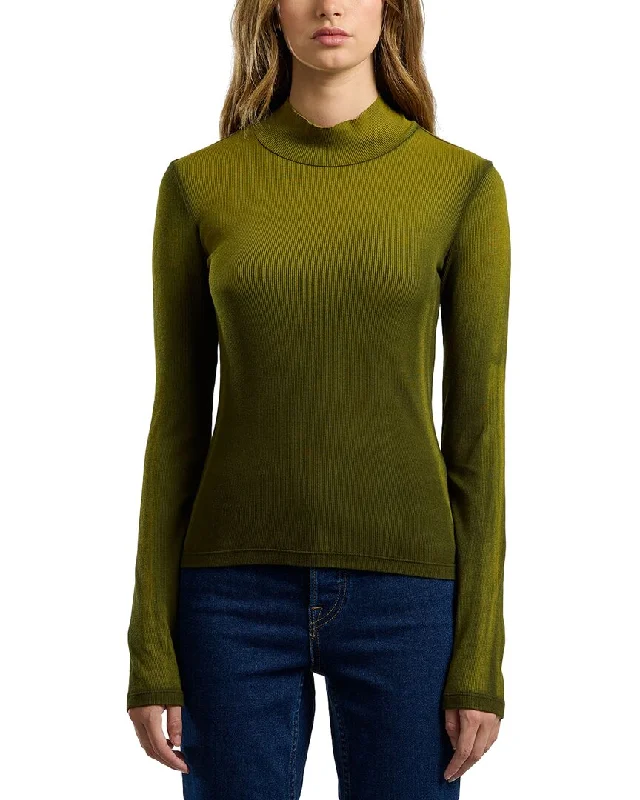 Cotton Citizen Verona Turtleneck Sweater Mesh Fabric Canvas Fabric Denim Fabric
