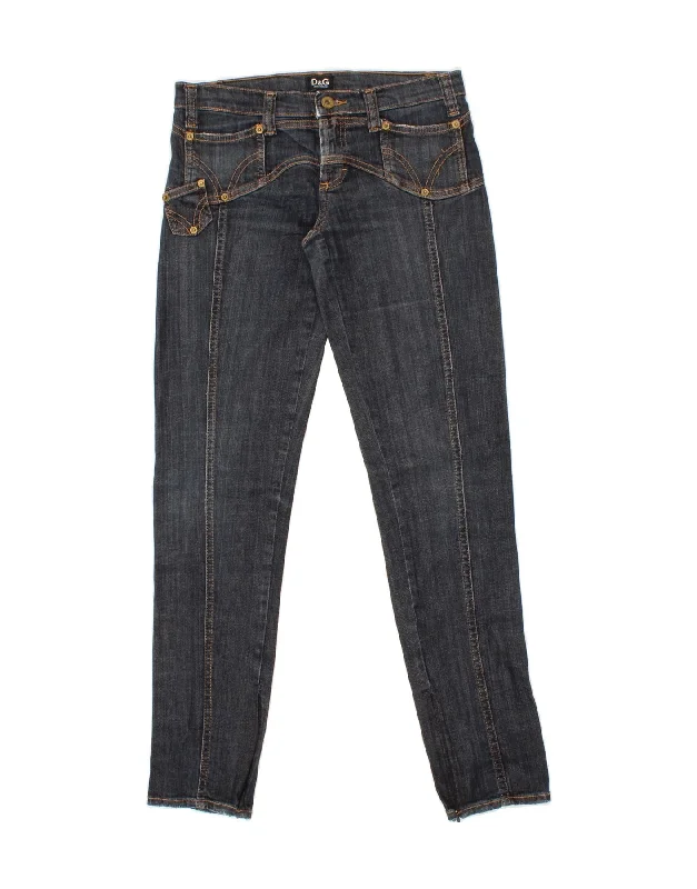 DOLCE & GABBANA Womens Skinny Jeans W29 L32 Navy Blue Cotton Comfortable Distressed Straight-Leg Jeans DOLCE & GABBANA Womens Skinny Jeans W29 L32 Navy Blue Cotton Comfortable Distressed Straight-Leg Jeans