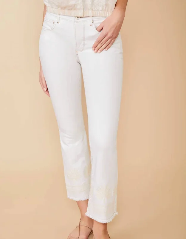 Ellington Kick Flare Jean In Pearl White Cozy Relaxed Fit Denim Jeans