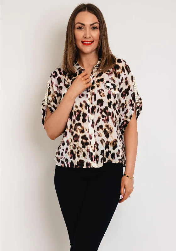 Eva Kayan Leopard Print Blouse, Natural Smart Casual Blouse