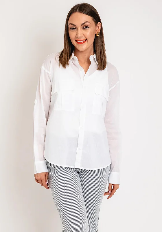 Eva Kayan Semi Sheer Linen Blouse, White Off-Shoulder Wrap Blouse