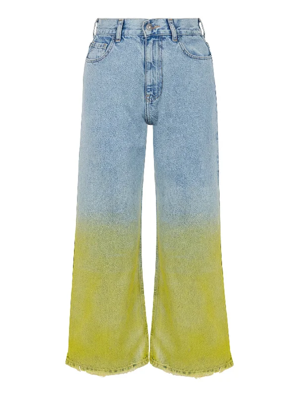 Faded Wide-Leg Jeans Comfortable Boyfriend Jeans