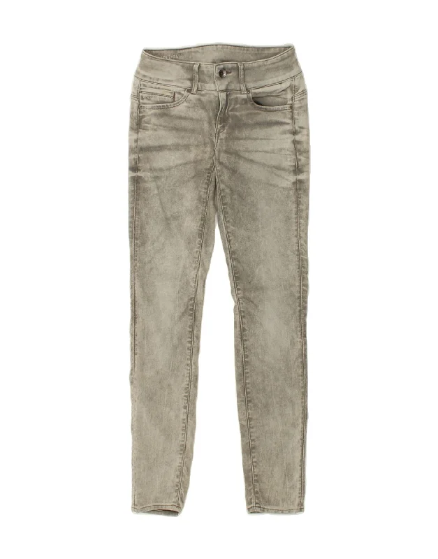 G-STAR Womens Skinny Jeans W26 L30 Grey Chic Double Waistband Jeans