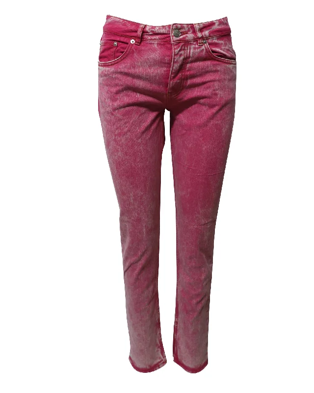 Ganni Washed Jeans in Pink Cotton Chic Faded Blue Jeans