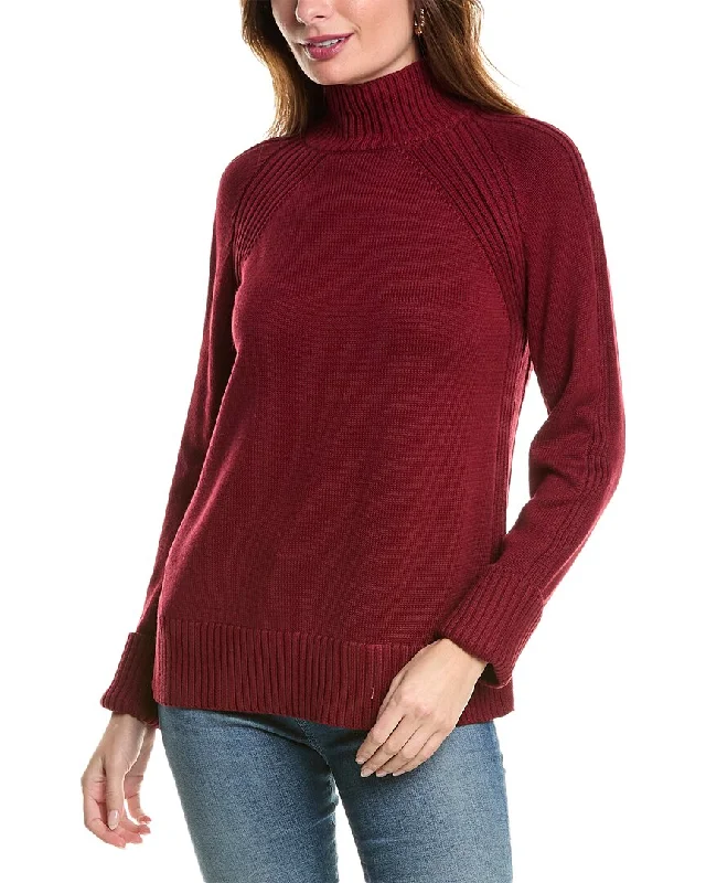 Jones New York Directional Mock Neck Sweater Collared Crew Neck Turtle Neck