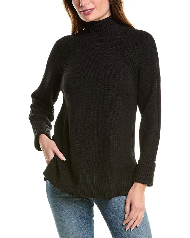 Jones New York Directional Mock Neck Sweater Polka Dot Checkered Tartan