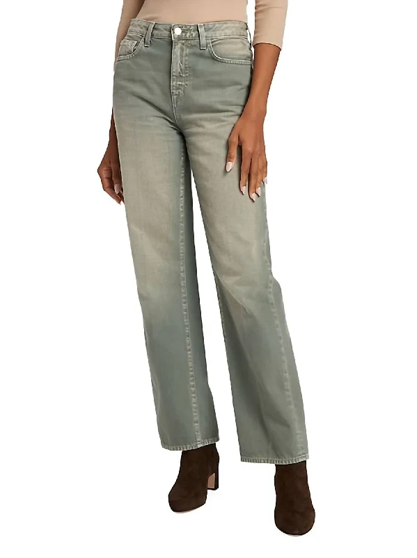 Jones Ultra High Rise Stovepipe Jean In Jade Green Chic Faded Blue Jeans