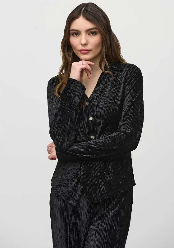 Joseph Ribkoff Velvet Ribbed Blouse, Black Feminine Pastel Blouse