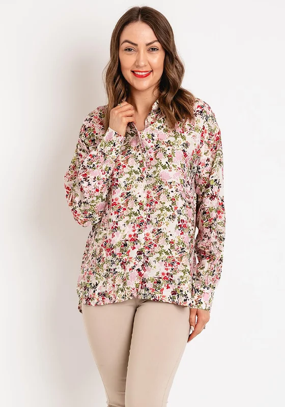 KAFFE Johanna Dip Hem Floral Blouse, Red Petit Fleur