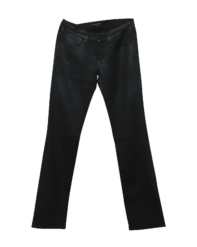Karl Lagerfeld Stars Print Metallic Jeans in Black Cotton Chic Double Waistband Jeans