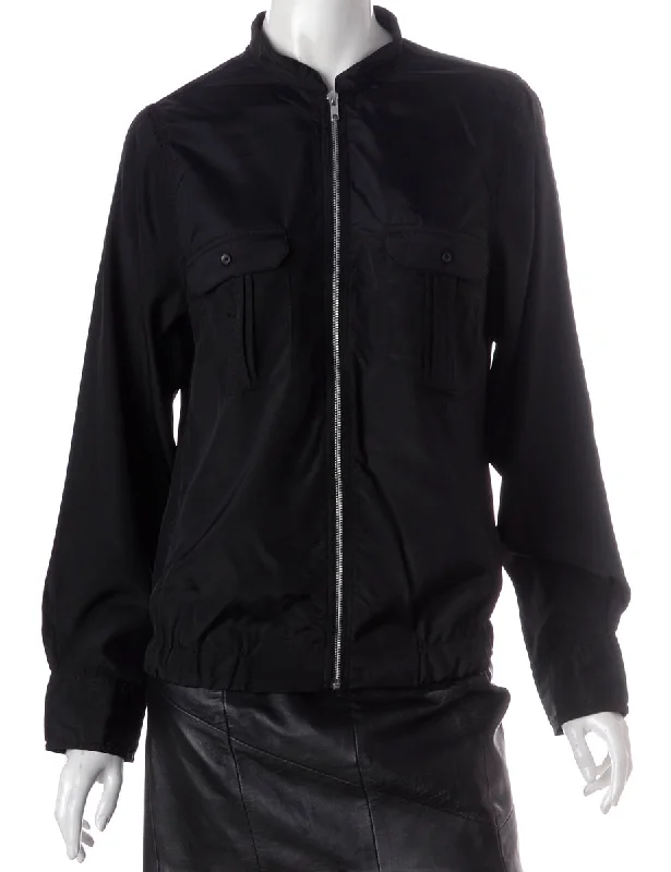 Label Black Blouse Bomber Silky Draped Blouse