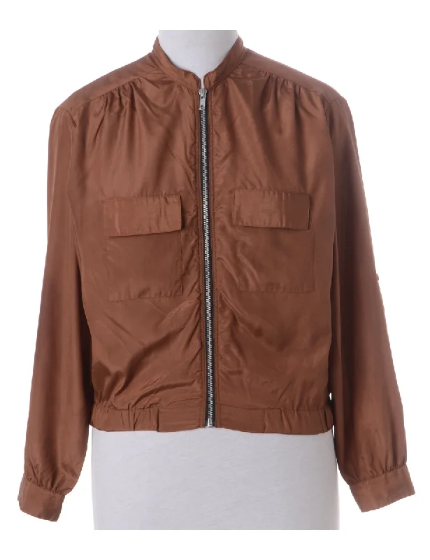 Label Blouse Brown Bomber Double-Layered Blouse