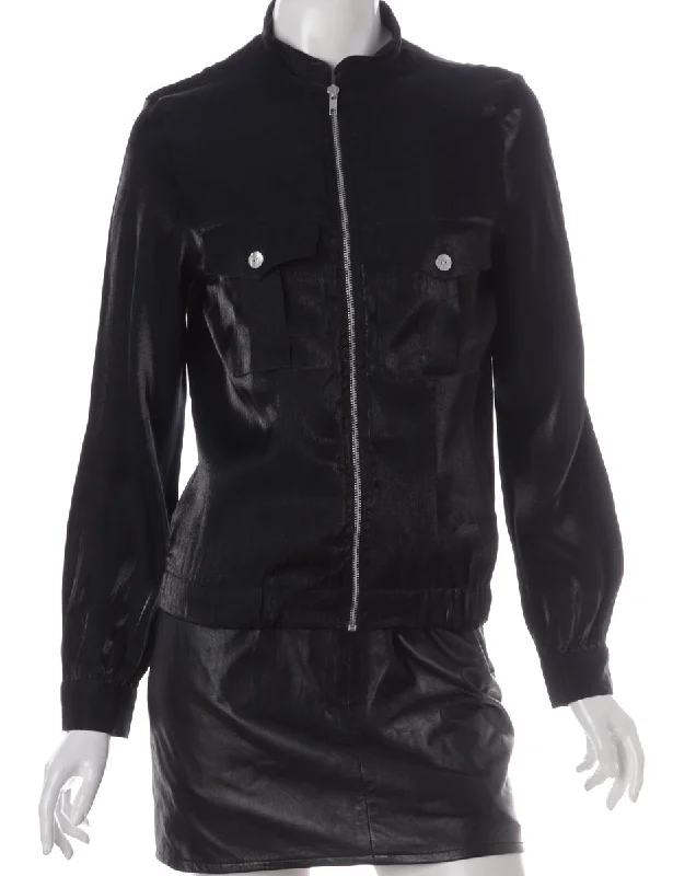 Label Blouse Bomber Wrap Front Blouse