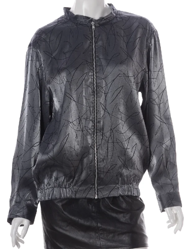 Label Blouse Bomber Oversized Silk Blouse