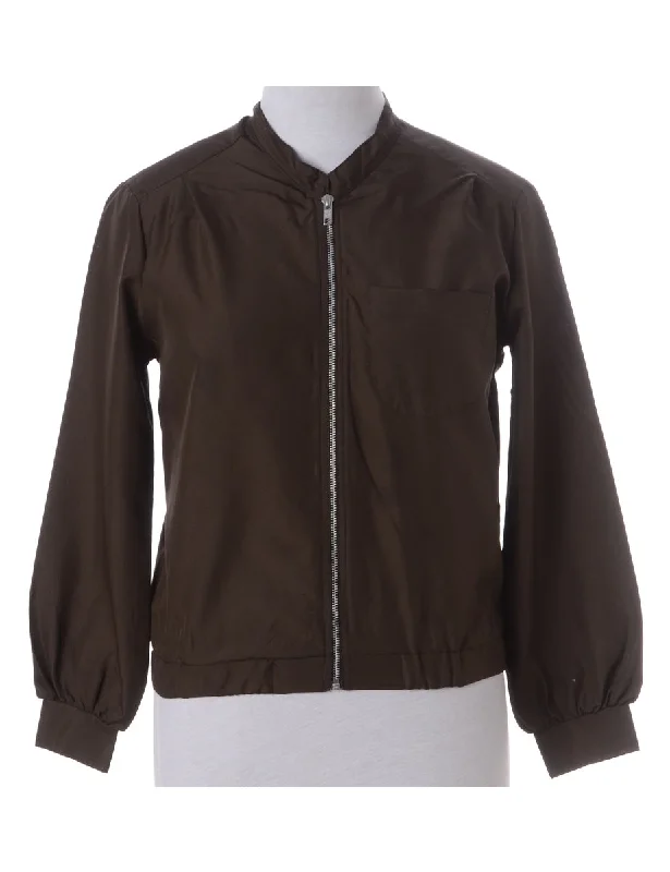 Label Blouse Dark Brown Bomber Frilled Cuff Blouse