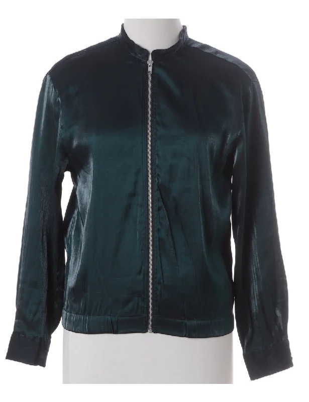 Label Blouse Drak Green Bomber Balloon Sleeve Blouse