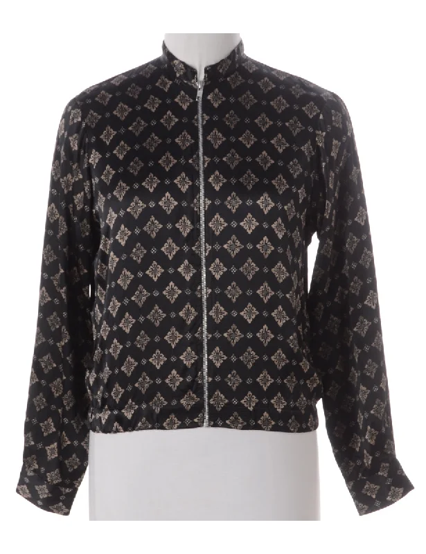 Label Blouse Floral Bomber Double Button Blouse