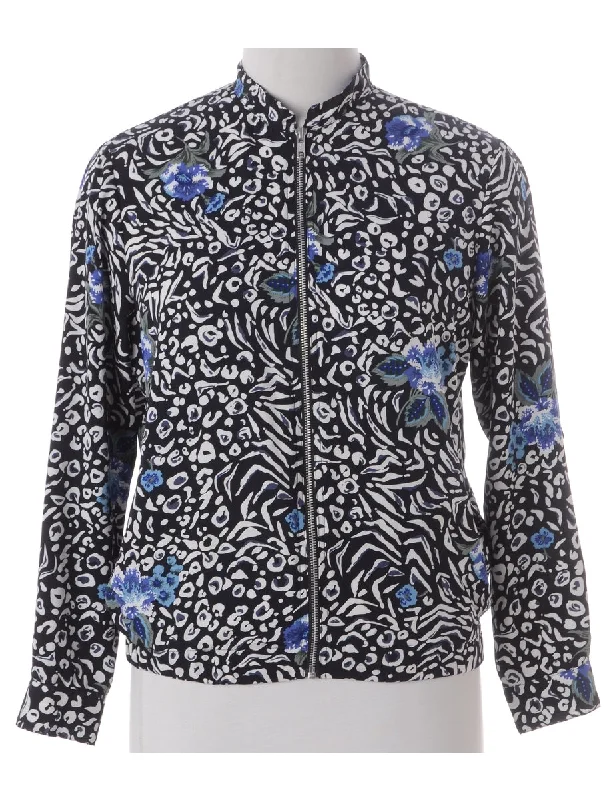 Label Blouse Floral Bomber Soft Knit Blouse