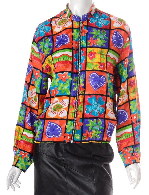Label Blouse Floral Bomber Office-Ready Blouse