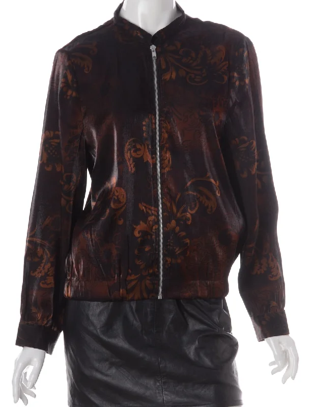 Label Blouse Floral Print Bomber Embroidered Cotton Blouse