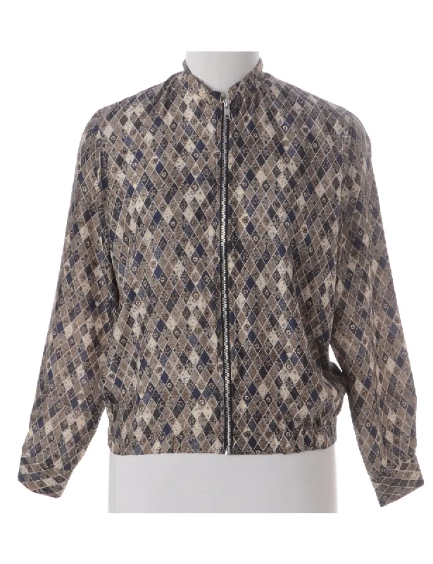 Label Blouse Floral Print Bomber Sweetheart Neck Blouse