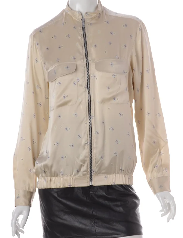 Label Blouse Geometric Print Bomber Business Casual Blouse